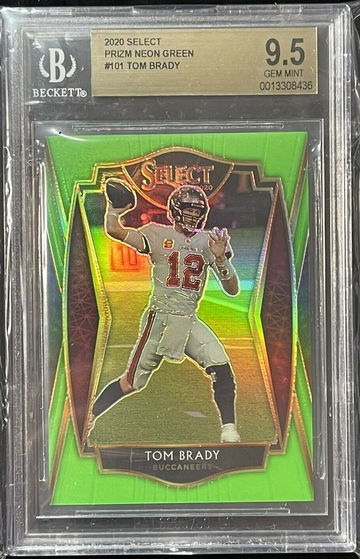 2020 Select Tom Brady #/49 Prizm Neon Green Refractor #101 BGS 9.5 Gem Premier