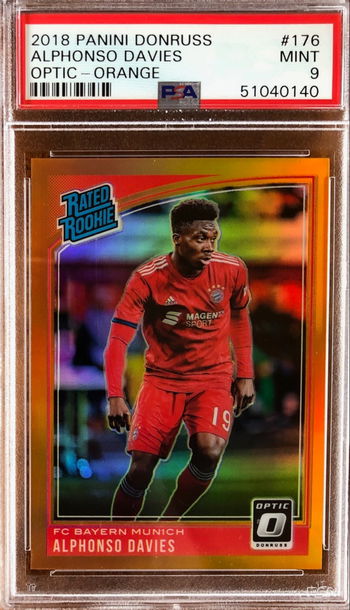 2018 DONRUSS OPTIC ORANGE ALPHONSO DAVIES ROOKIE RC /99 #176 PSA 9 MINT *SHIPS FROM CANADA*