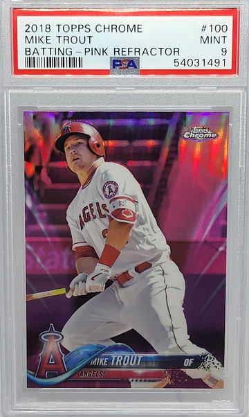 2018 Topps Chrome #100 Mike Trout Pink Refractor PSA 9