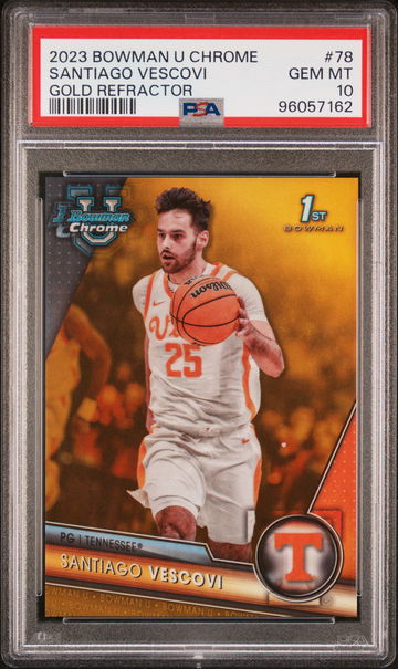 2023 Bowman University Chrome Gold Refractor Santiago Vescovi #78 /50 PSA 10