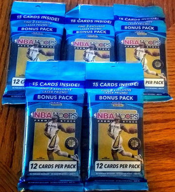 2019-20 Panini NBA Hoops Premium Stock Cello Pack Lot x 5