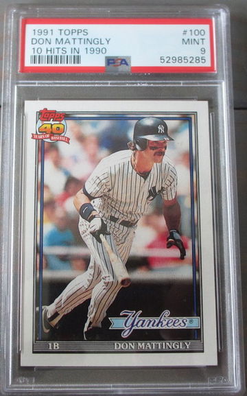 Don Mattingly Error 10 Hits in 1990 PSA 9 1991 Topps #100 