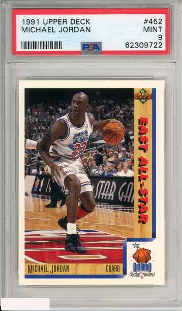 1991 UPPER DECK MICHAEL JORDAN #452 CHICAGO BULLS HOF PSA 9 MINT