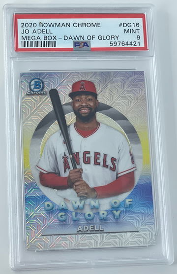 Jo Adell 2020 Topps Bowman Chrome Dawn of Glory Mega Mojo Refractor DG-16 PSA 9