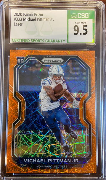 2020 Panini Prizm Michael Pittman, Jr. Orange Lazer CSG 9.5 Gem Mint #333 RC Rookie Colts