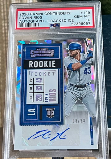Edwin Rios 2020 CONTENDERS CRACKED ICE ROOKIE TICKET AUTOGRAPH /23 #129 PSA 10 Gem Mint Low Pop Rookie Card RC! 