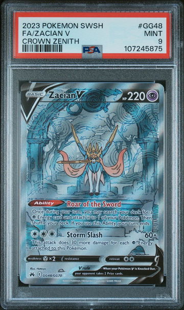 2023 Pokemon Sword and Shield Crown Zenith Zacian V #GG48 PSA 9
