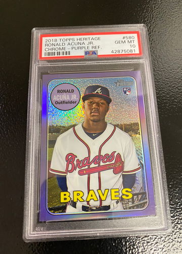2018 Topps Heritage Ronald Acuna Purple Refractor PSA 10