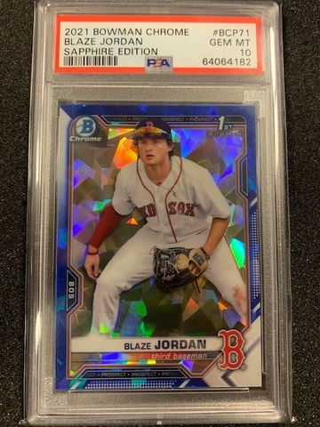 2021 Bowman Chrome Blaze Jordan Sapphire PSA 10