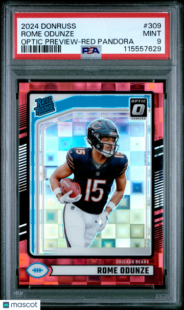 2024 Panini Donruss Rome Odunze #309 Optic Preview Red Pandora PSA 9