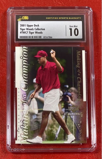 Tiger Woods 2001 Upper Deck Tiger Woods Collection #TWC7 RC Rookie Golf Card CSG 10 