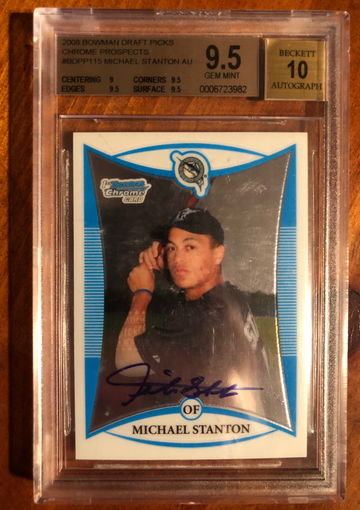 2008 1st Bowman Chrome Giancarlo Stanton Auto BGS 9.5/10 Gem Mint, Slab has some chipping