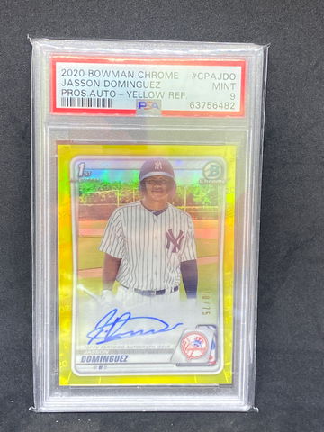 Jasson Dominguez 2020 Bowman Chrome Yellow Ref psa 9