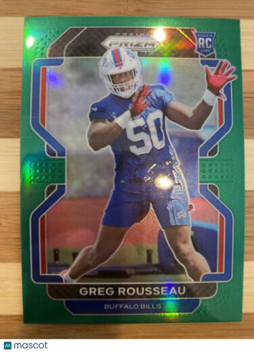 🔥GREG ROUSSEAU 2021 Prizm Football Green Prizm Rookie Card ##434 Buffalo Bills