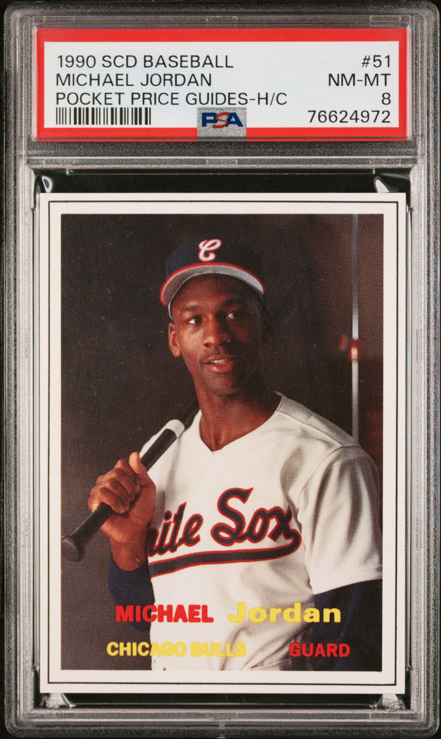 Michael Jordan 1990 Scd Baseball Pocket Price Guides-Hand Cut  #51 PSA 8 H/C