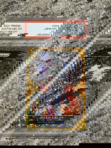 Justin Fields 2021 Panini Prizm #334 Orange Disco Prizm Rookie PSA 10 GEM MINT