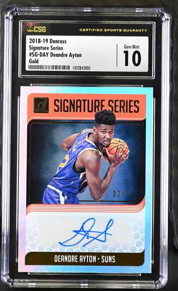 DeAndre Ayton CSG 10 Donruss Gold Auto