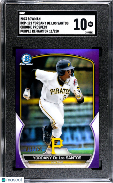 2023 Bowman Yordany De Los Santos #BCP-121 CHR. Pros. Purple Refractor /250 SGC 10