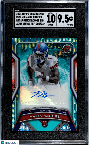 2024 Topps Resurgence Malik Nabers #RRS-MN Rookie Sigs. Aqua Refractor SGC 9.5 Auto 10