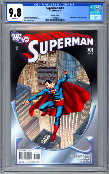 SUPERMAN #701 CGC 9.8 *DC 75TH ANNIV* CASSADAY 1939 SUPERMAN #1 HOMAGE CVR 2010