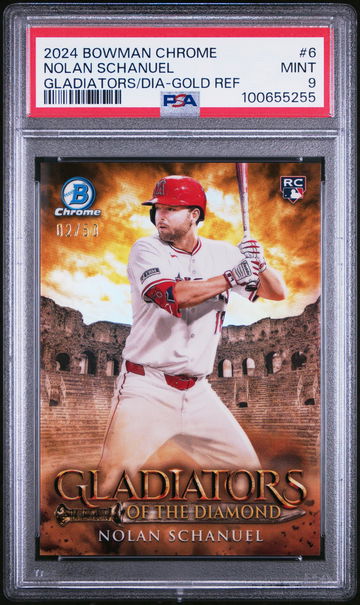 2024 Bowman Chrome Gladiators of the Diamond Gladiators/Dia-Gold Ref Nolan Schanuel #6 /50 PSA 9