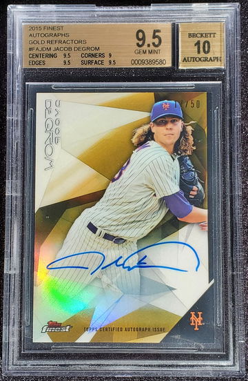 Jacob DeGrom 2015 Topps Finest Gold Refractors Baseball On-card Autograph BGS 9.5 Auto 10 New York Mets /50