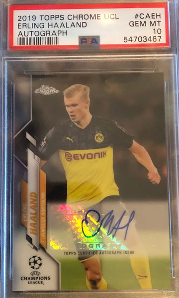 2019 Topps Chrome UCL Erling Haaland Auto PSA 10 Gem Mint POP 7