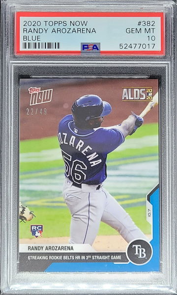 2020 Topps Now #382 Randy Arozarena RC Blue 22/49 PSA 10 Gem Mint