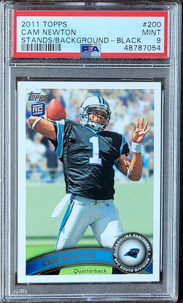 2011 SP Cam Newton Topps BLACK PARALLEL Stands in Background PSA 9 POP 11 Rookie RC #200