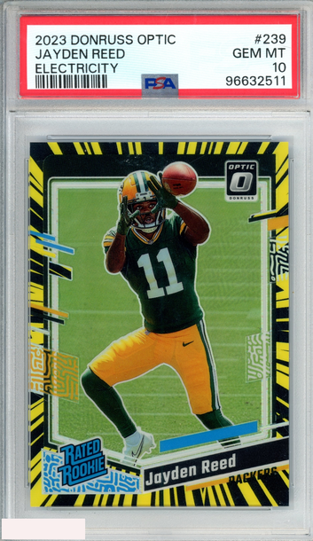 2023 PANINI DONRUSS OPTIC JAYDEN REED #239 ELECTRICITY 50 OF 69 ROOKIE RC PSA 10
