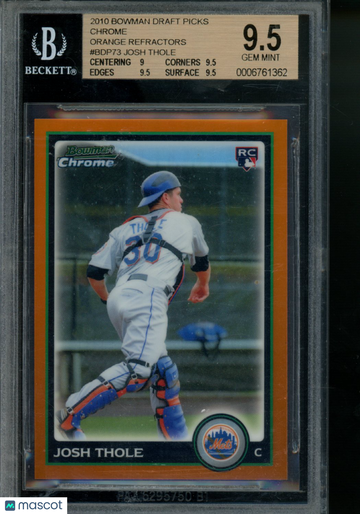 2010 Bowman Chrome Draft Orange Refractors Josh Thole #BDP73 /25 BGS 9.5