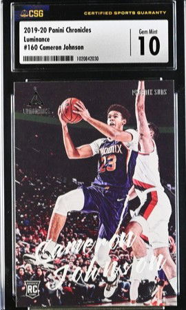 2019 Panini Chronicles Luminance Cam Johnson Rookie Card CSG 10 Gem Mint