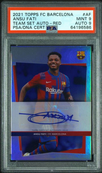 2021-22 Topps FC Barcelona Team Set Ansu Fati RED Auto #1/5 PSA 9