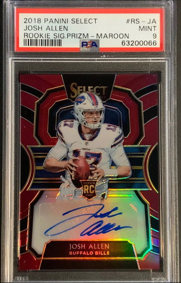 2018 Select Bills Josh Allen RC - SSP Rookie Auto Maroon Prizm /25 PSA 9 MINT