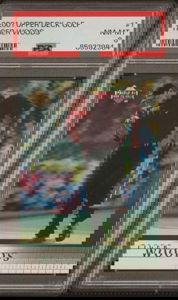 2001 Upper Deck Golf #1 Tiger Woods Rookie RC PSA 8 NM-MT