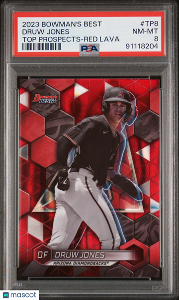 2023 Bowman's Best Top Prospects Druw Jones #TP8 Red Lava PSA 8