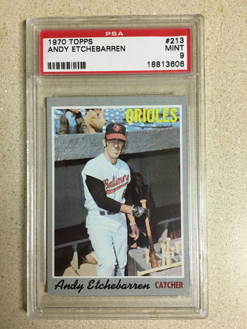1970 Topps #213 Andy Etchebarren PSA 9 MINT ORIOLES 