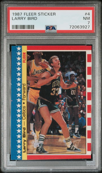 1987 Fleer Stickers Larry Bird #4 PSA 7