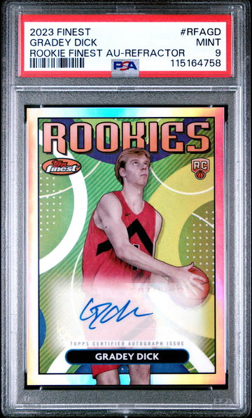 2023 Topps Finest Rookie Finest Auto Refractor Gradey Dick #RFA-GD RC PSA 9