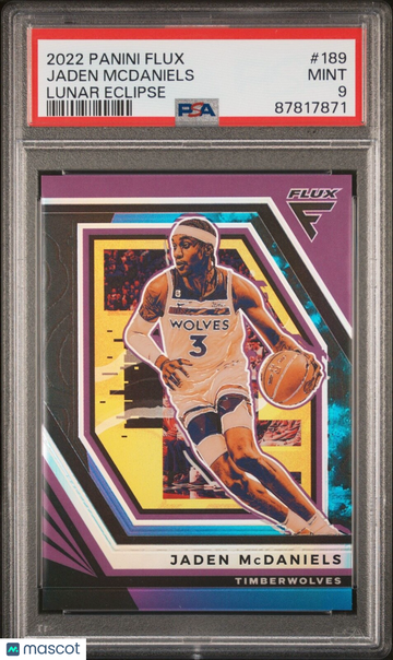 2022-23 Panini Flux Jaden McDaniels #189 Lunar Eclipse Parallel/Variety PSA 9