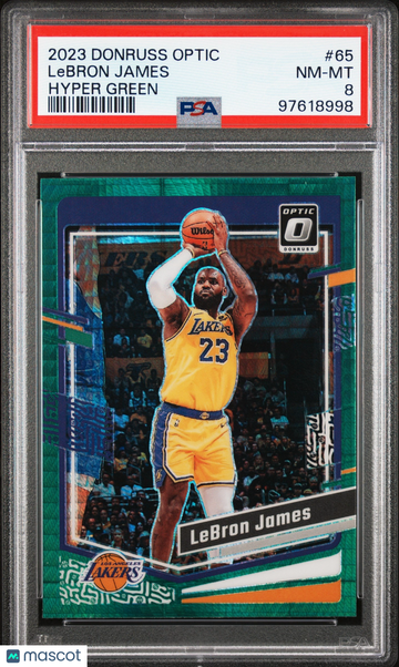 2023 Panini Donruss Optic Lebron James #65 Hyper Green PSA 8