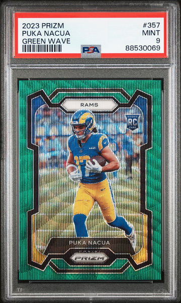 2023 Panini Prizm Green Wave Prizm Puka Nacua #357 PSA 9