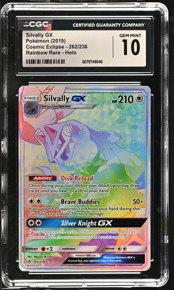 2019 Pokémon Cosmic Eclipse Rainbow Rare Silvally GX #262/236 Holo CGC 10