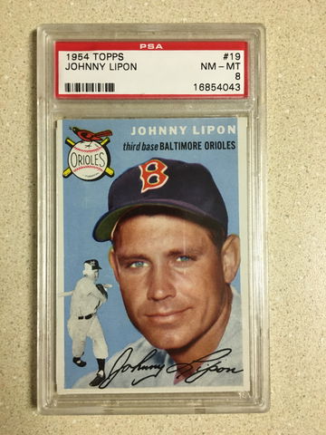 1954 Topps #19 Johnny Lipon PSA 8 NM-MT ORIOLES