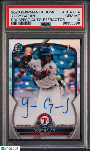 2023 Bowman Chrome Prospect Autographs Yosy Galan #CPAYGA Refractor /498 PSA 10