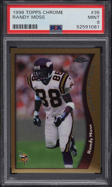 1998 TOPPS CHROME RANDY MOSS ROOKIE RC #35 PSA 9 MINT