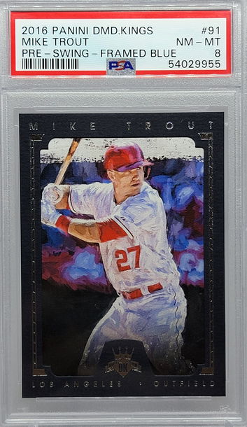2016 PANINI DMD.KINGS #91 MIKE TROUT PRE-SWING - FRAMED BLUE PSA 8