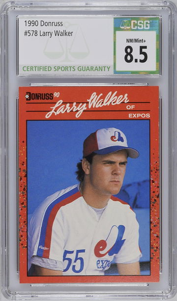 1990 Donruss Larry Walker RC Rookie #578 CSG NM Mint+ 