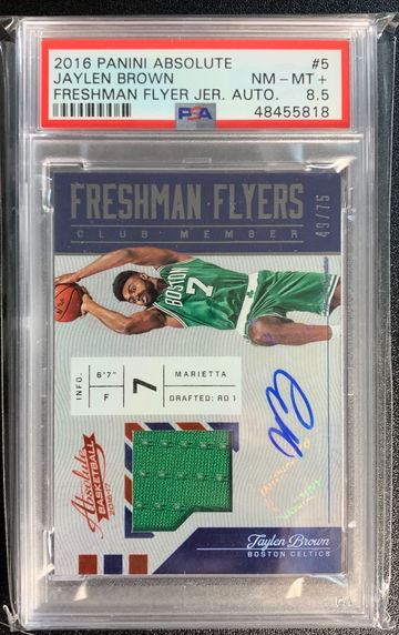 Jaylen Brown 2016-17 Panini Absolute Freshman Flyer Jersey Auto /75 PSA 8.5
