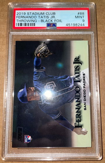 2019 Topps Stadium Club Fernando Tatis Jr. Black Foil Rare Rookie PSA 9 MINT POP 18!